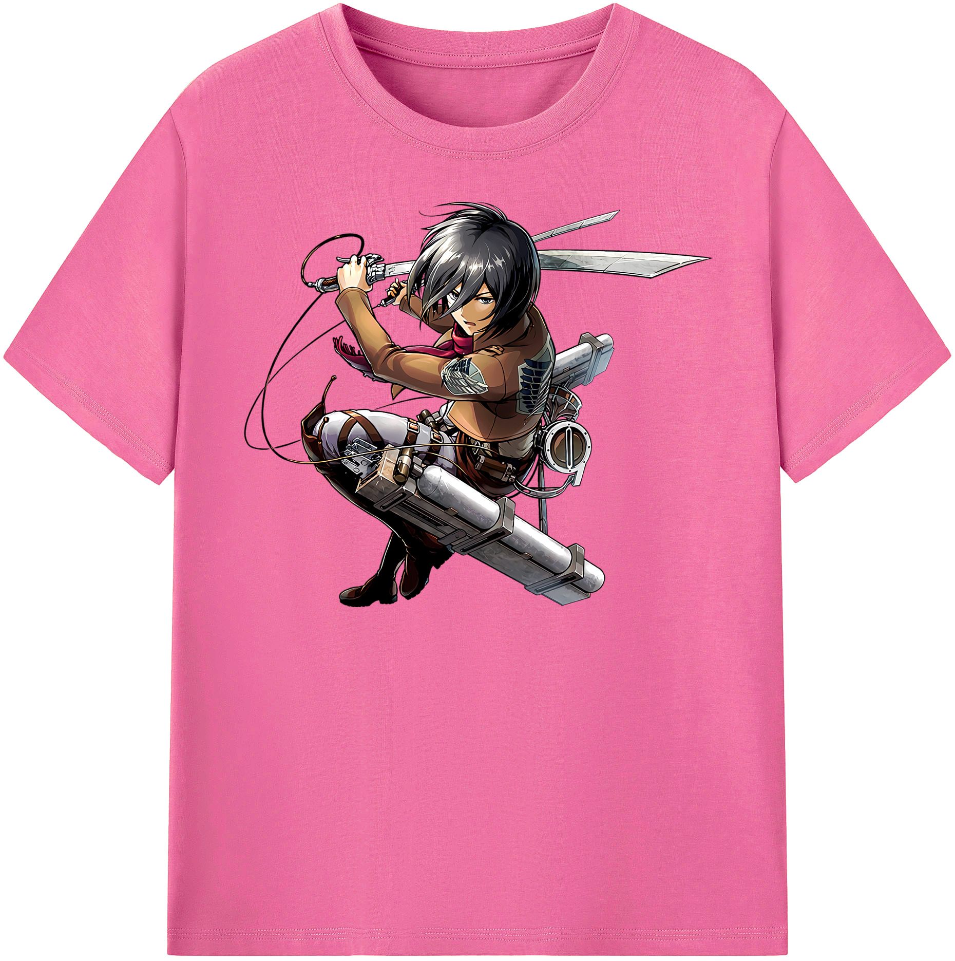 （画像用） 進撃の巨人 ミカサ·アッカーマン Attack on Titan Mikasa Ackerman レディースカジュアルプリントTシャツ（綿100％）